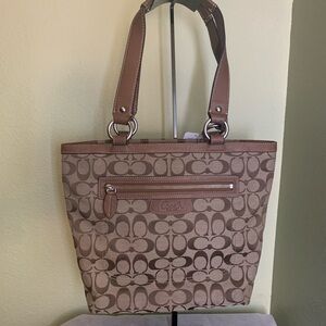 Coach Tan and Brown Signature Tote